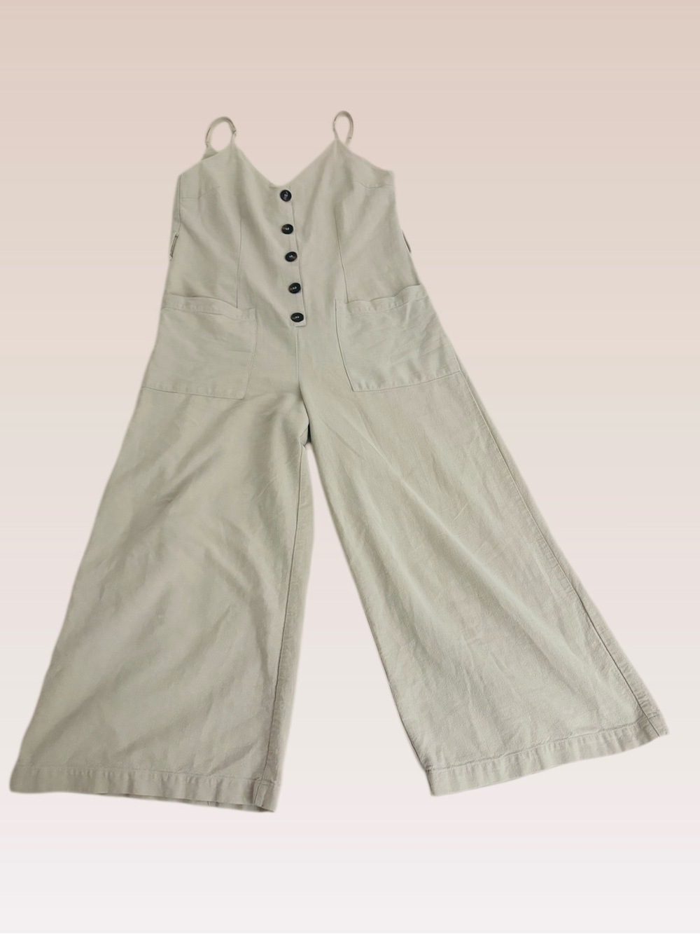 Sage Green Wide-Leg Jumpsuit with Button Front